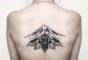 Traditional Māori Mt Taranaki with a tiki chest tattoo tattoo idea