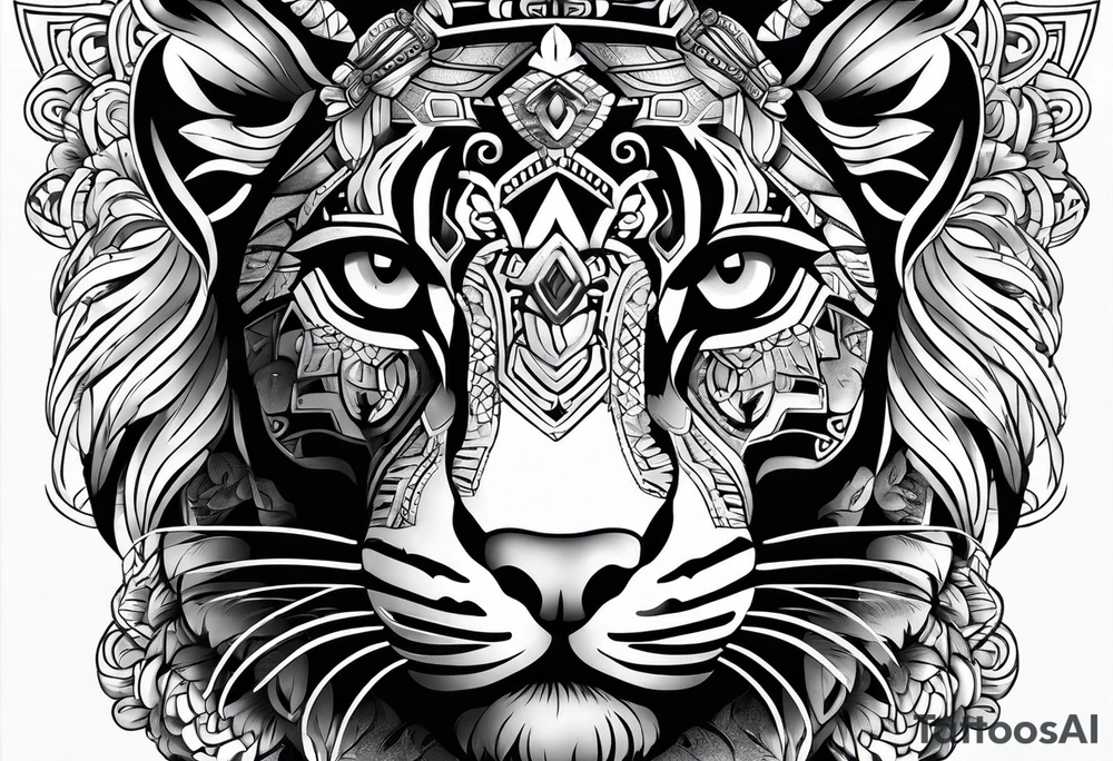 aztec black jaguar sitting tattoo idea