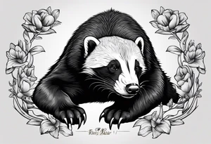 honey badger hanging from front paws tattoo idea