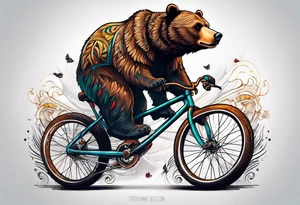 bear riding a bicycle tattoo idea