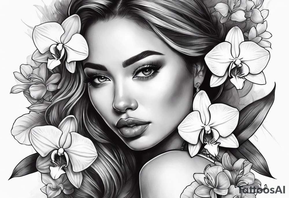 XXIVXIVV with orchid flowers in the back ground tattoo idea
