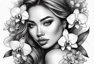XXIVXIVV with orchid flowers in the back ground tattoo idea