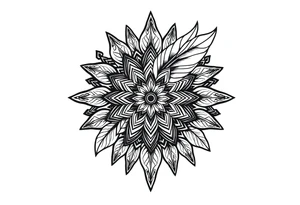 spiritual bold line feather indian mandala shaman tattoo idea