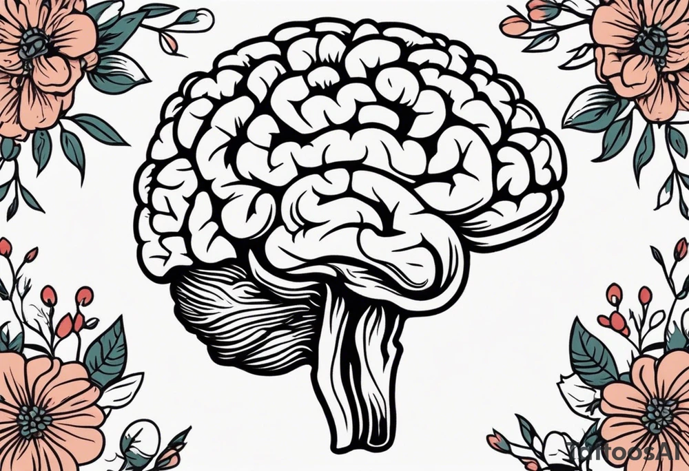human brain
old school vintage simple traditional design surrounded by vintage flowers


bold color simple tattoo idea