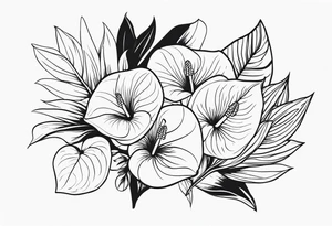 Un bouquet de fleurs avec des oeillets et des anthuriums tattoo idea