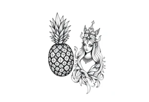 powerful majestic pineapple vagina, and anus 
with a crown tattoo idea