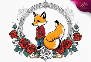 The Little prince with fox on his planet with rose tattoo idea