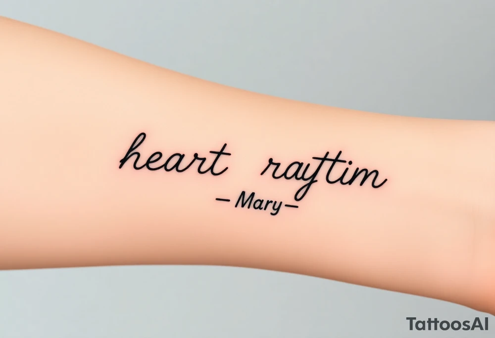 heart rhythm with “Mary” in the middle tattoo idea