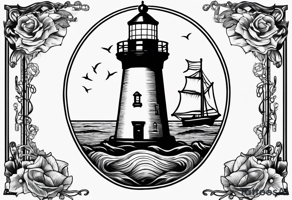 Lighthouse and anchor that says "my beacon, my anchor" tattoo idea