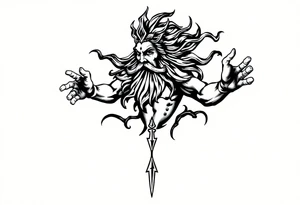 god of sea under water tattoo idea