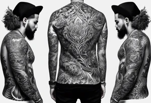 full body tattoo on the back from top to bottom tattoo idea