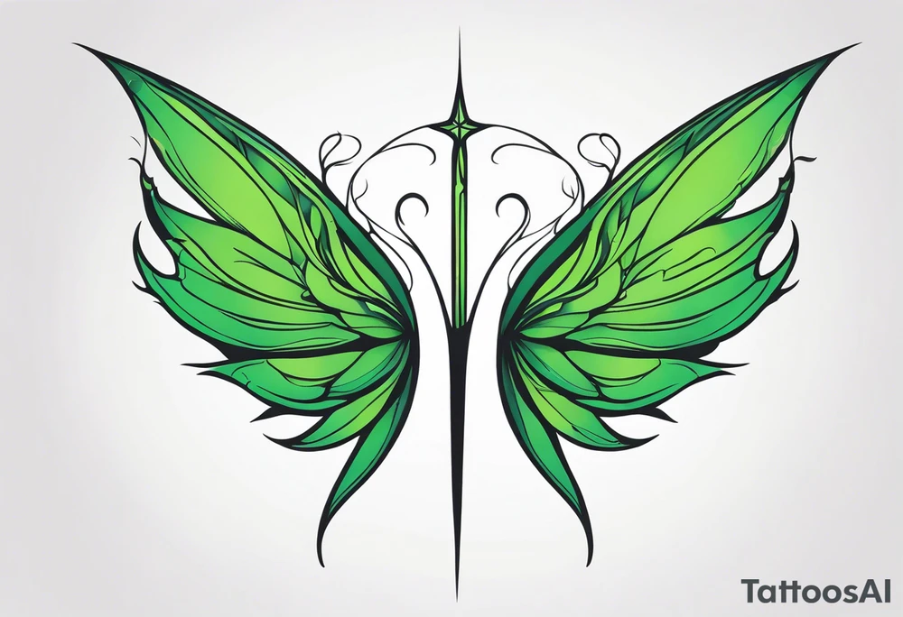 Green fairy wings tattoo idea