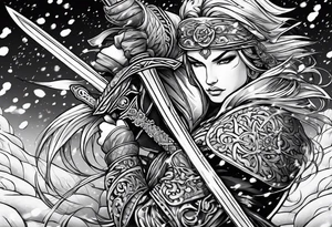 snow falling on swords tattoo idea