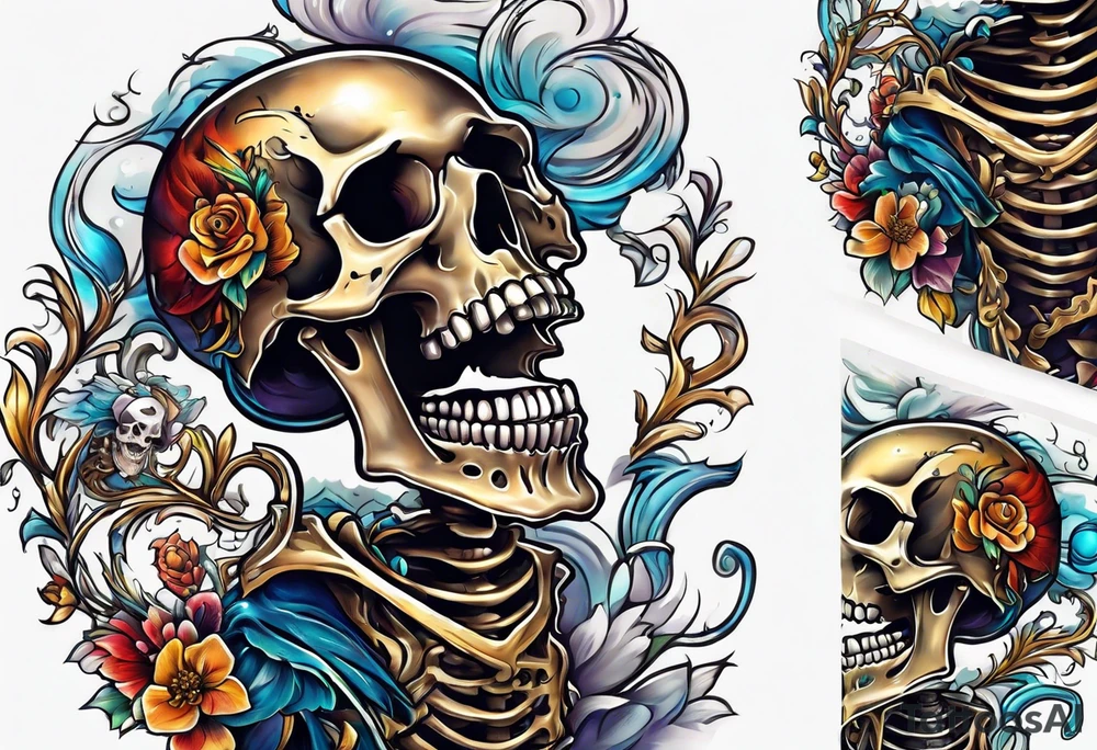 skeleton running from the world tattoo idea