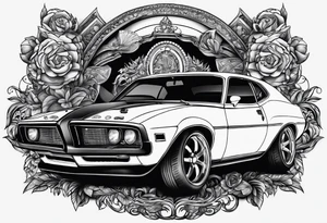 cars, huskie, money, rich arm sleeve tattoo idea