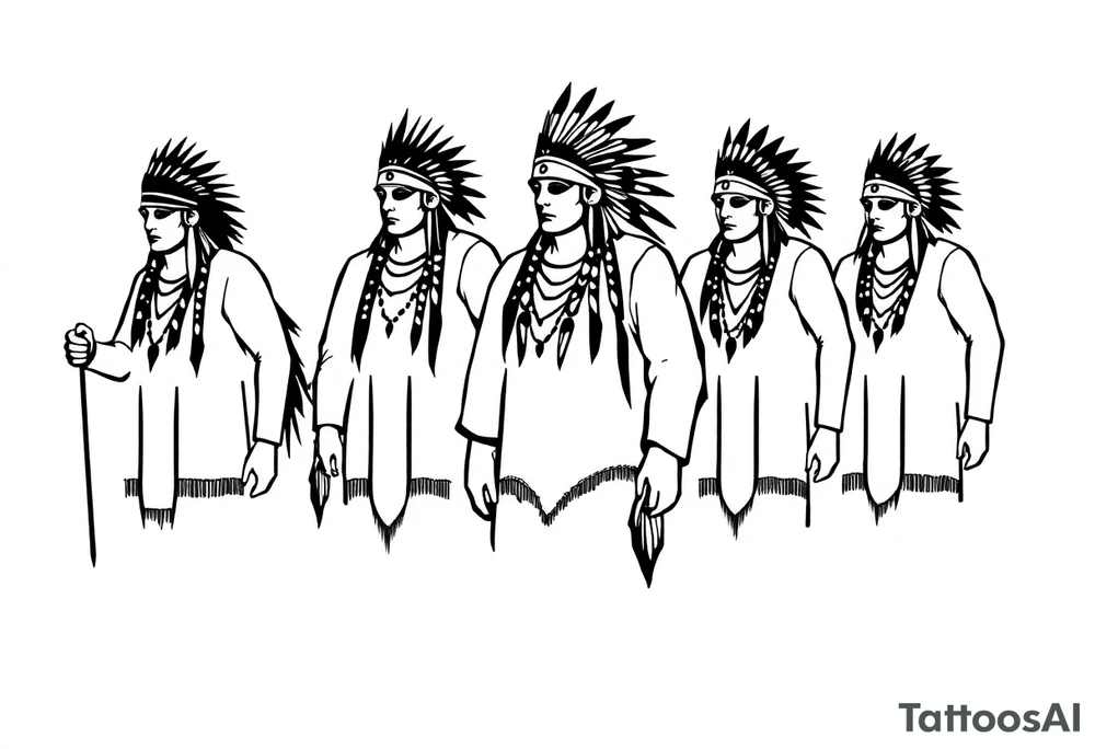 Silhouette of group of Native Americans tattoo idea