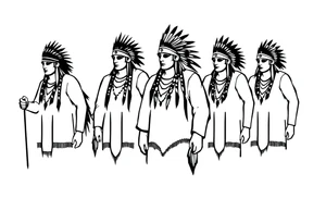 Silhouette of group of Native Americans tattoo idea
