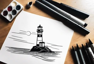 lighthouse acutally light up at a rough sea tattoo idea