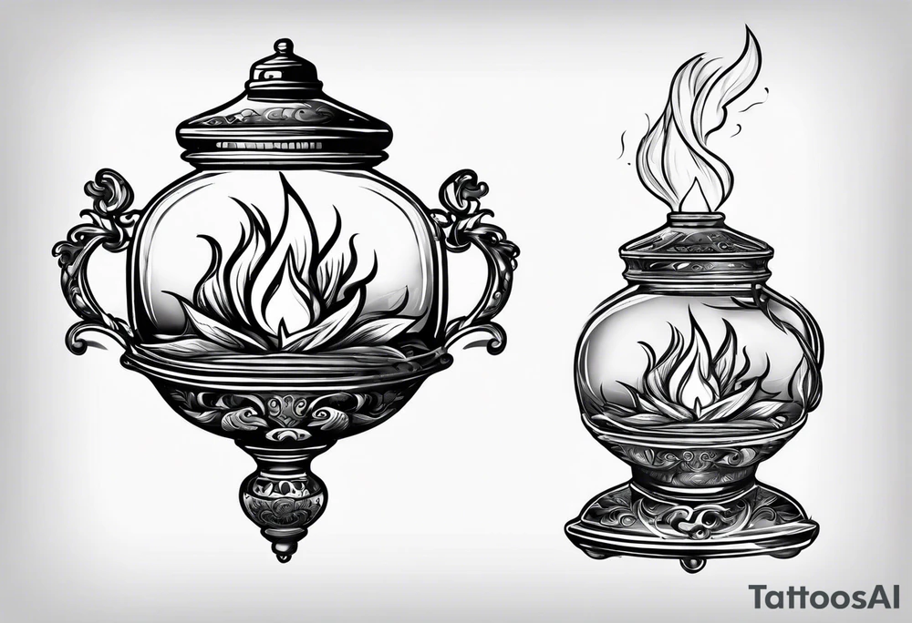 Extinguished  Oil lamp with smoke tattoo idea