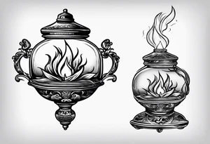 Extinguished  Oil lamp with smoke tattoo idea
