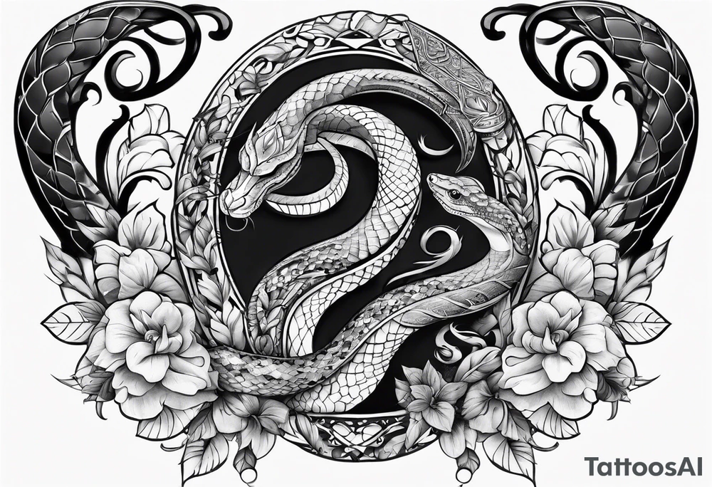 Feminine dagger with a snake around it tattoo idea Feminine dagger with a snake around it tattoo idea