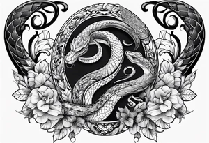 Feminine dagger with a snake around it tattoo idea