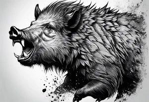 front angry boar tattoo idea