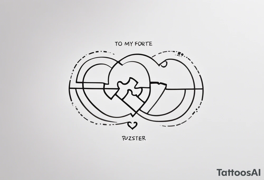 Interlocking Puzzle Pieces
   Concept: Two outlined puzzle pieces that are interlocking or fit together perfectly, symbolizing how you and your sister were connected. One of the puzzle pieces could have the small, filled-in heart inside it.
   Text: “To my favorite sister” could be placed underneath or along the curve of your ankle, maintaining your sister’s handwriting. You could position the text so it wraps slightly around the interlocking pieces. tattoo idea