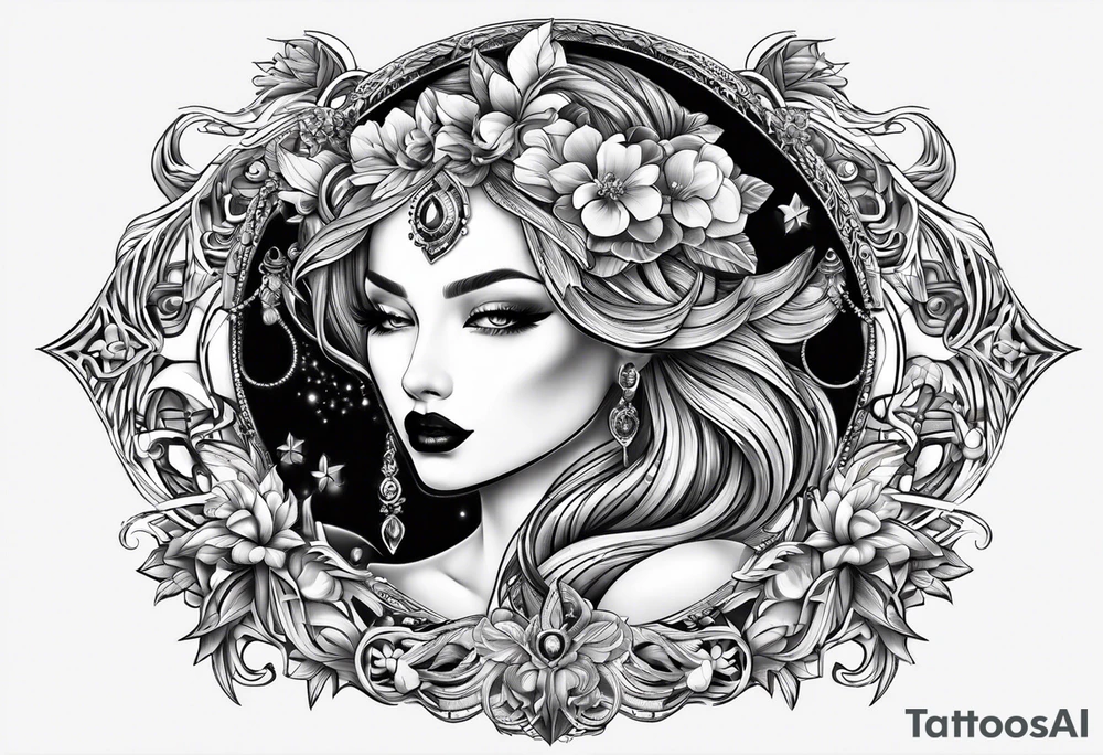 Lilith moon on lips tattoo idea