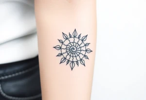 Fibonacci spiral shell sun tattoo idea