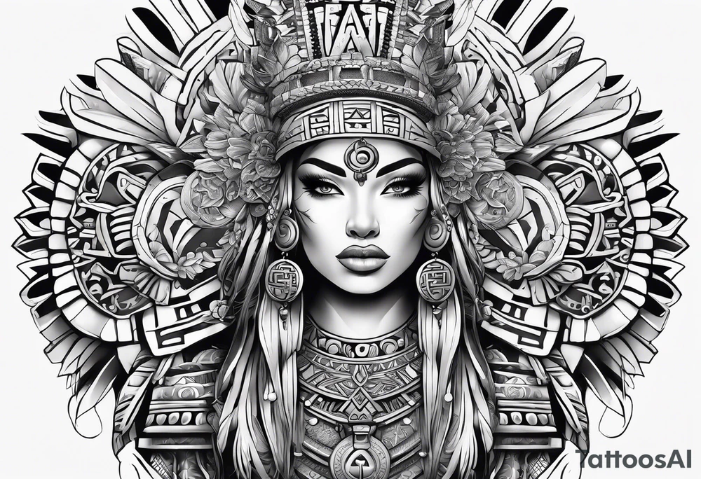 Aztec princess, ollin symbol tattoo idea