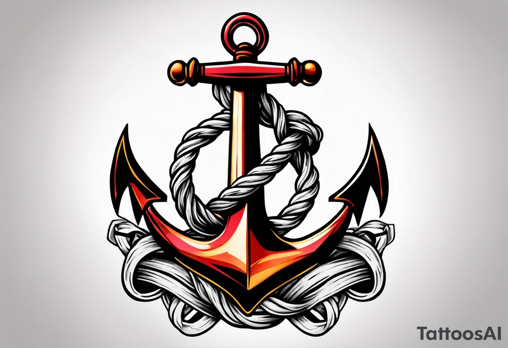 old school anchor with rope wrapped around anchor and banner across anchor tattoo idea