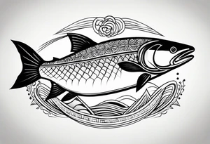 Inuit salmon fish tattoo idea