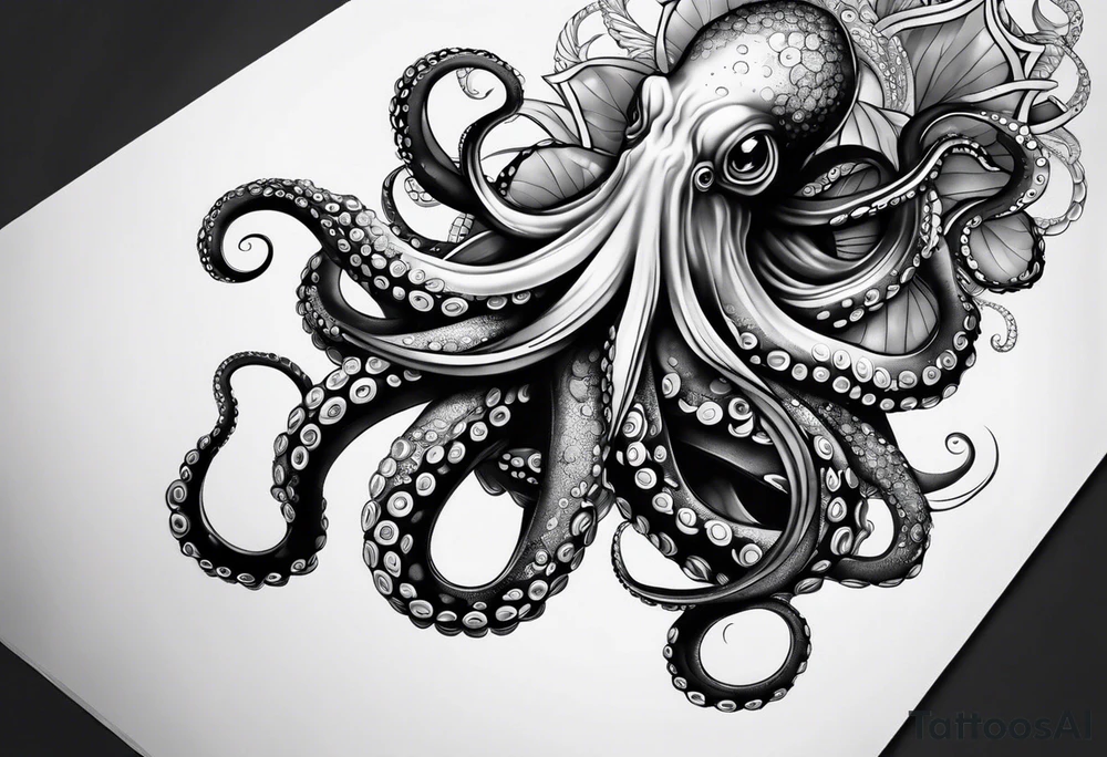 Octopus around lower leg tattoo idea