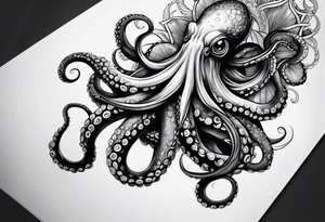 Octopus around lower leg tattoo idea
