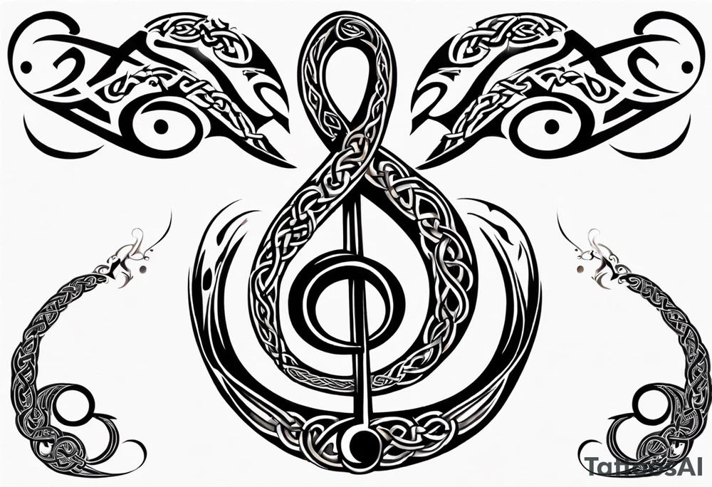 celtic an maori fusion design with a treble clef. tattoo idea