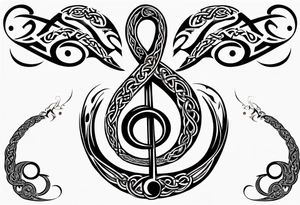 celtic an maori fusion design with a treble clef. tattoo idea