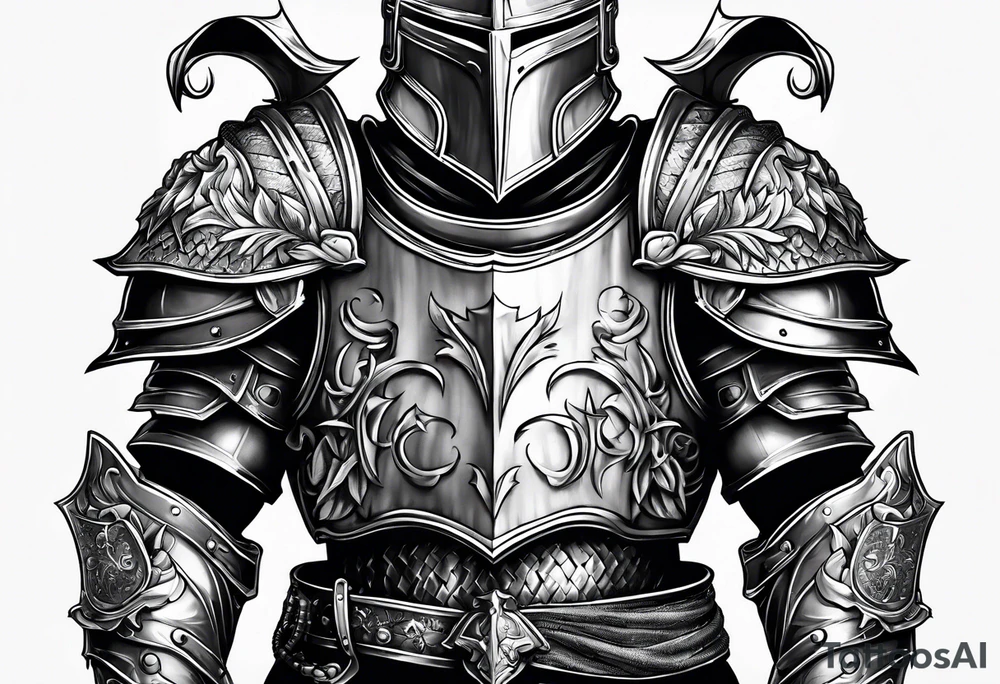 knight upper body heavy armor tattoo idea