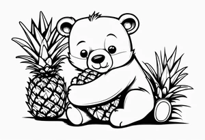 bear hugging pineapple tattoo idea