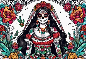 Mexico day of dead , rectangle tattoo idea