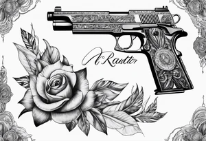 The letters AR with a pistol on each side tattoo idea
