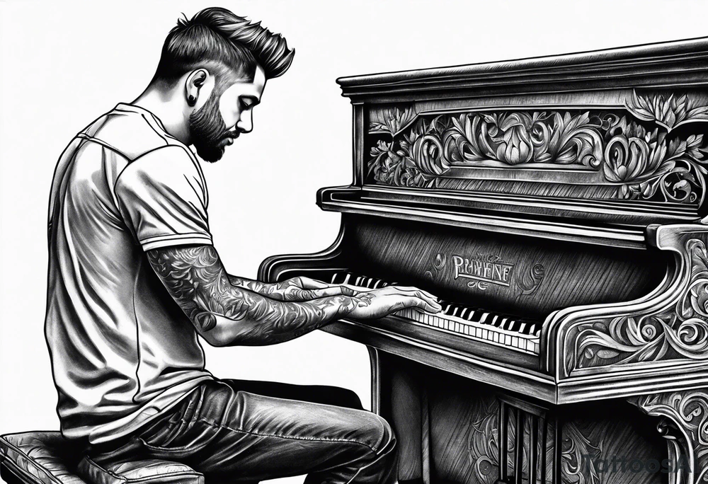 Man playing piano tattoo idea