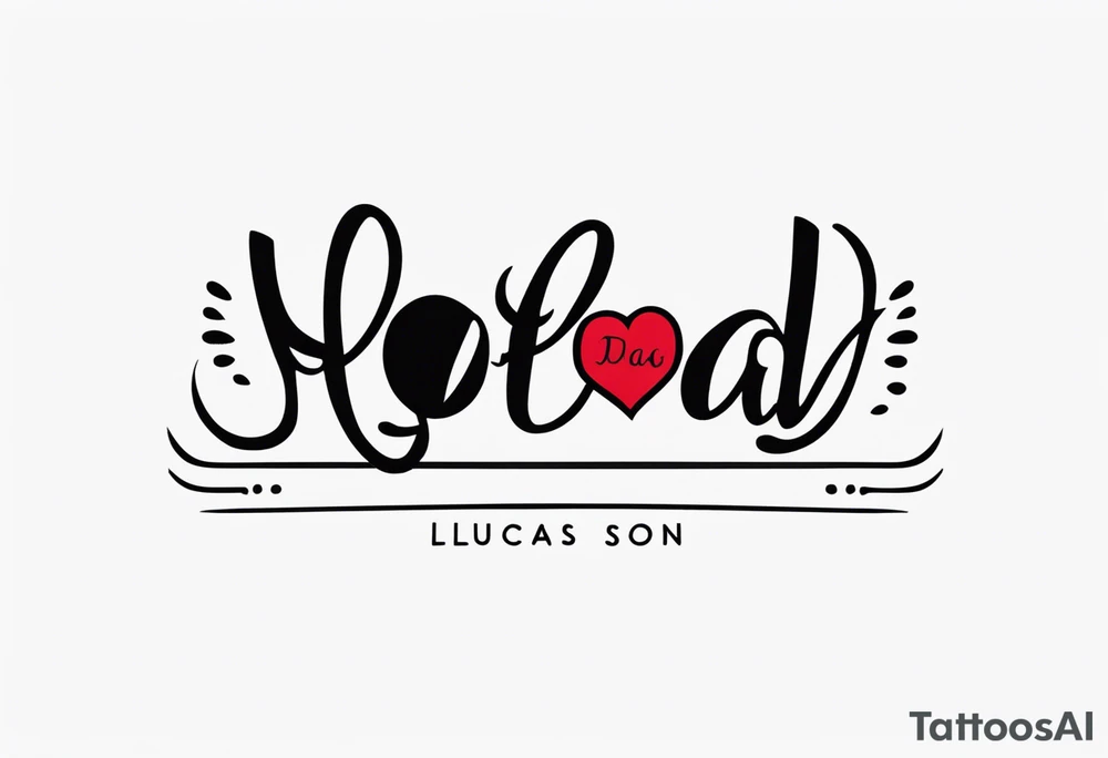 minimalist mini tattoo for couples (half mom and half dad), of our son's name "Lucas" tattoo idea