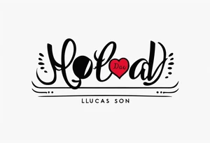 minimalist mini tattoo for couples (half mom and half dad), of our son's name "Lucas" tattoo idea