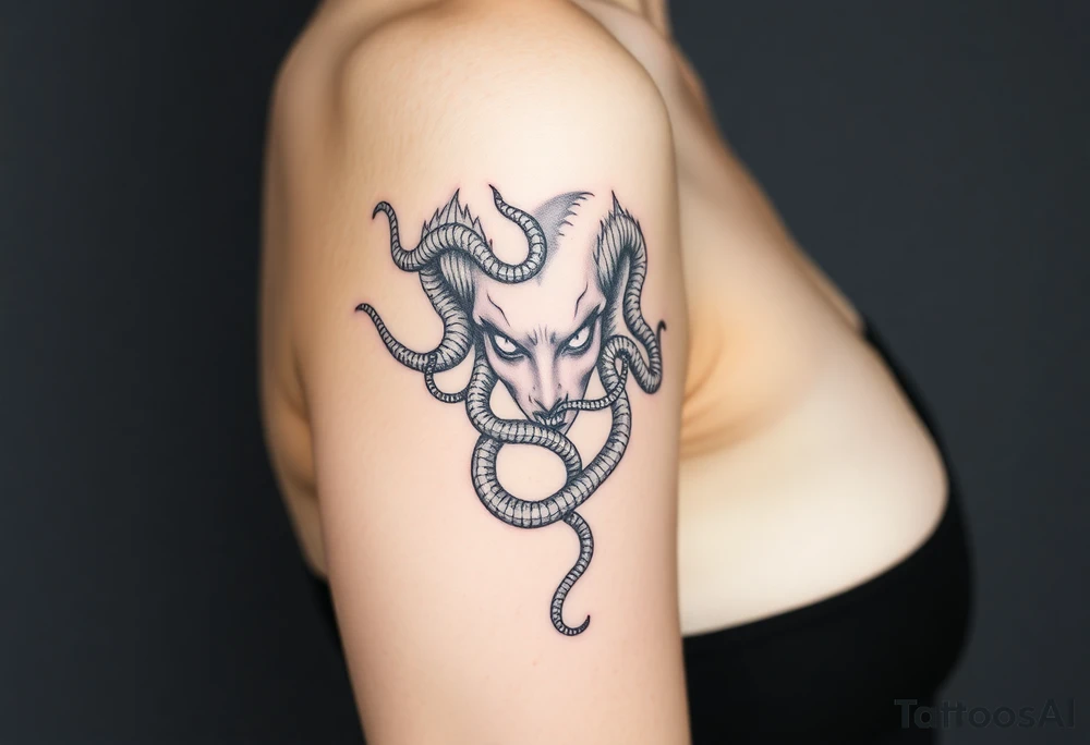 Sexy Medusa with white eyes tattoo idea