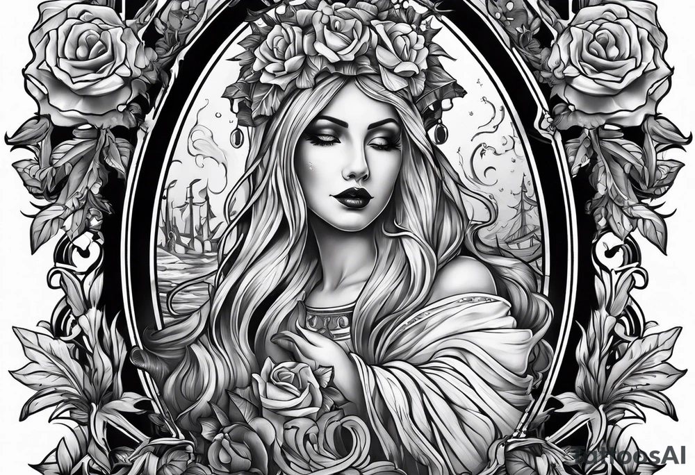 Bloody Mary ghost tattoo in a mirror tattoo idea