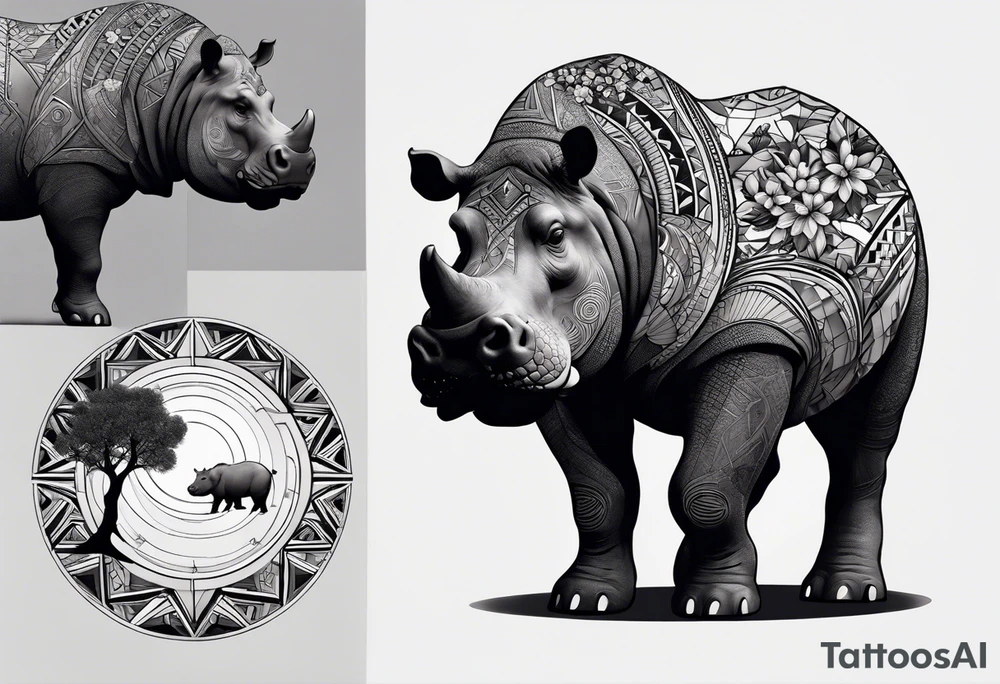 Very asymmetrical, +geometric pattern, with realistic full moon, with hippo at side look, +tribal, +geometric, +inkart , +blackwork, +grey scale, + sketch
with wintersweet flower bud, +inkart touch, +for men, detailed , combined favourite tattoo idea