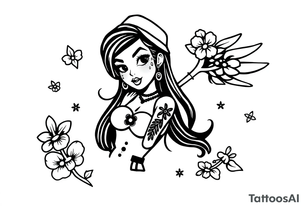 Chicano gangsta girl pretty tattoo idea