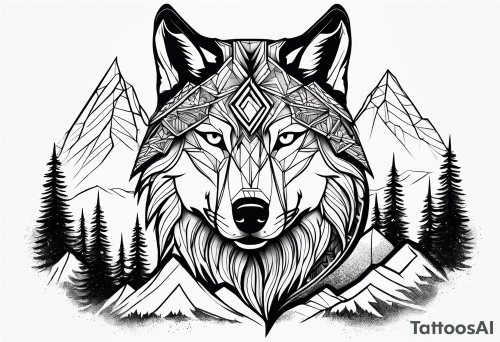 Mountains, wolf eyes underneath tattoo idea