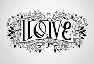 love love love love love love love connected into an armband by ivy leaves and nine hearts tattoo idea